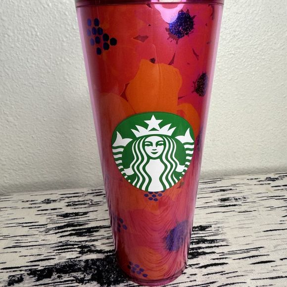 Starbucks Flower 2022 Summer Floral Hibiscus Tumbler Cold Cup 24oz Venti - Picture 2 of 12